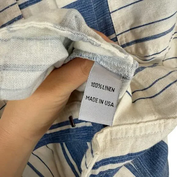 Christy Dawn Prudence Linen Short Sleeve Jumper Nilah Striped Blue White Size M